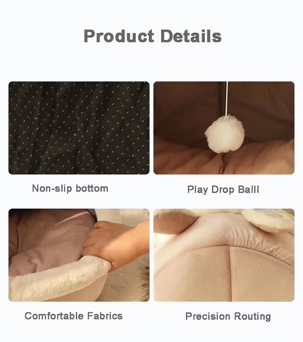 Cave Bed for Pets - Comfortable, Foldable & Washable