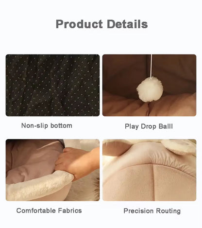 Cave Bed for Pets - Comfortable, Foldable & Washable